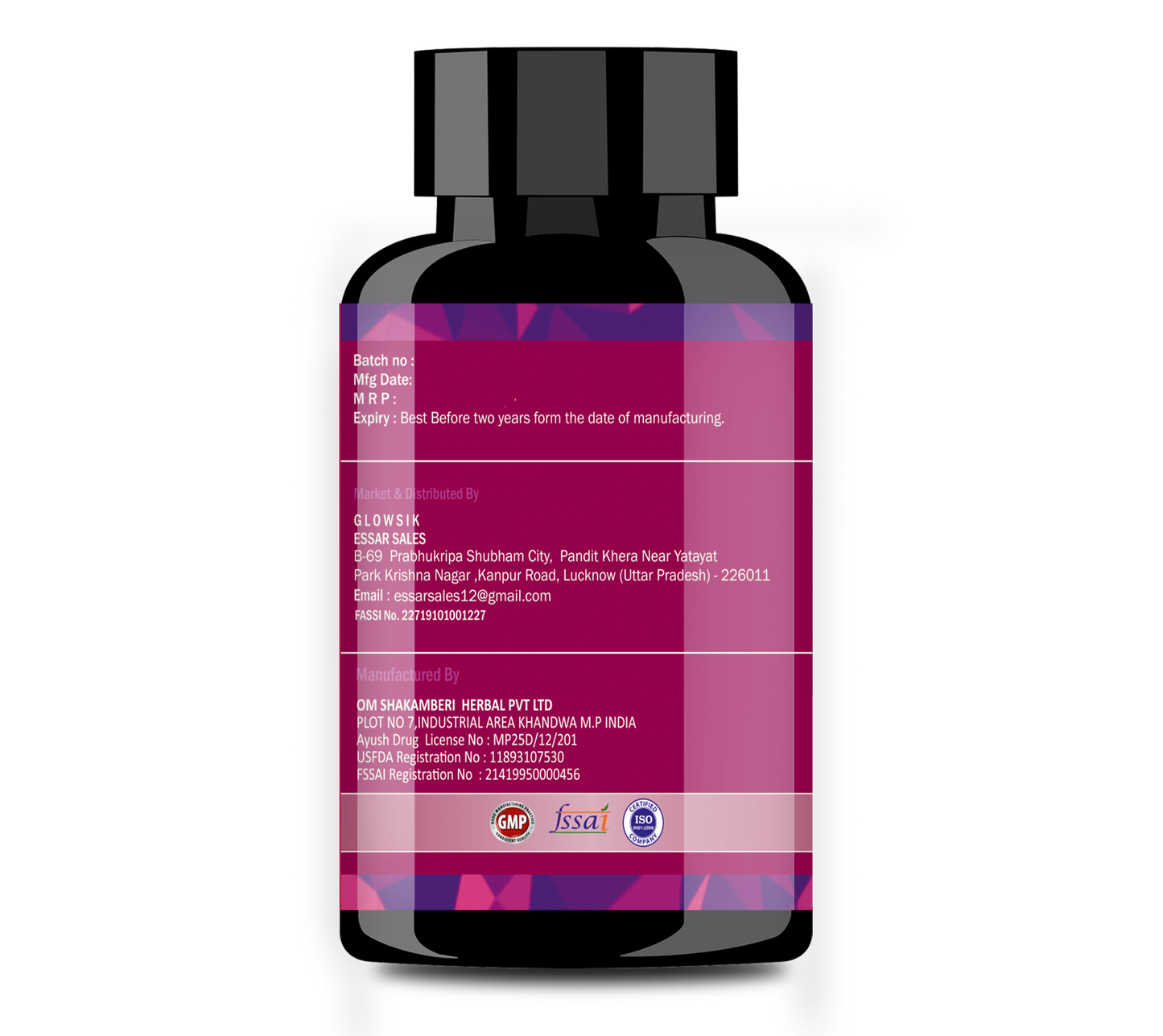Glowsik Glutathione pack of 3 (180 capsules) with Vitamin C & E , Grape Seed , for skin glow , anti-oxidant