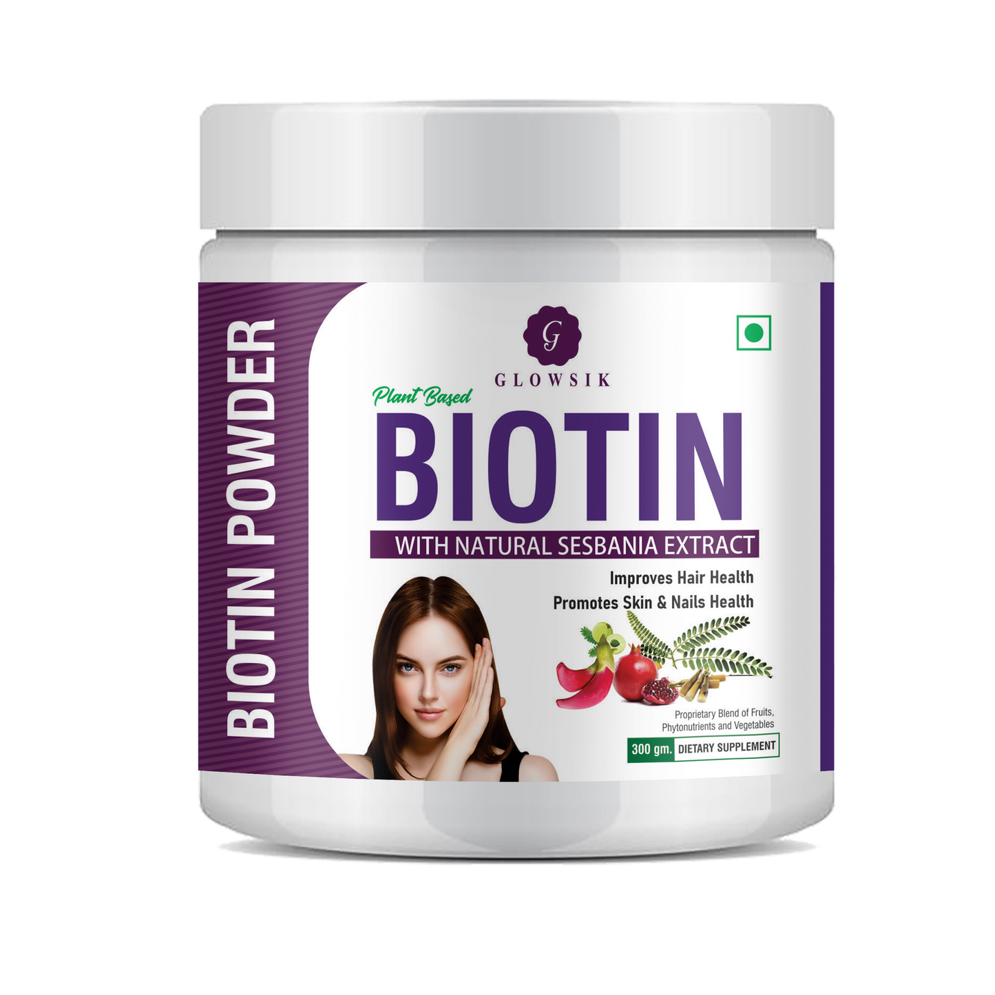 GLOWSIK Plant And Herb Biotin 10000+ mcg With Amla For Strong Hair & Healthy Skin  (300 g)