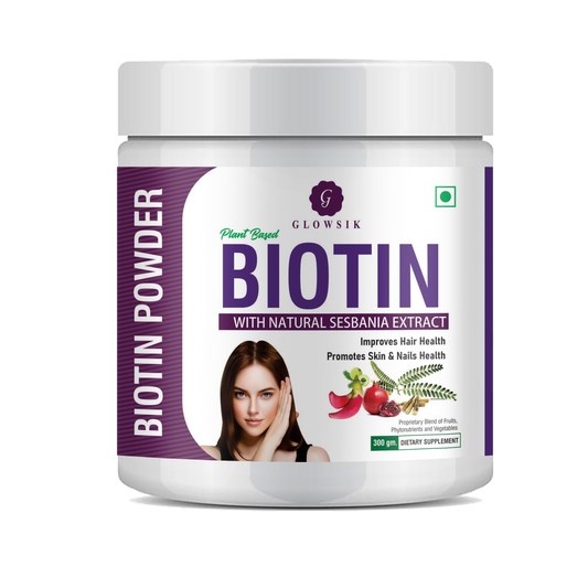 GLOWSIK Plant And Herb Biotin 10000+ mcg With Amla For Strong Hair & Healthy Skin  (300 g)