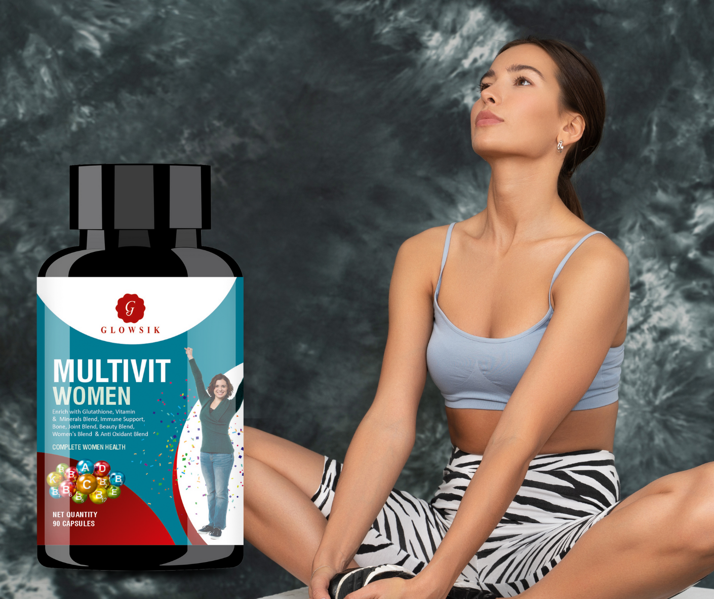 G GLOWSIK Women Multivitamins With glutathione ,Anti-Oxidants , Bone, Joint & Beauty Blend  (1000 mg)