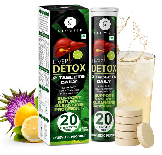 Glowsik Ayurvedic Liver Detox Effervescent Tablets (20 Tablets) - Natural Liver Cleansing & Detox