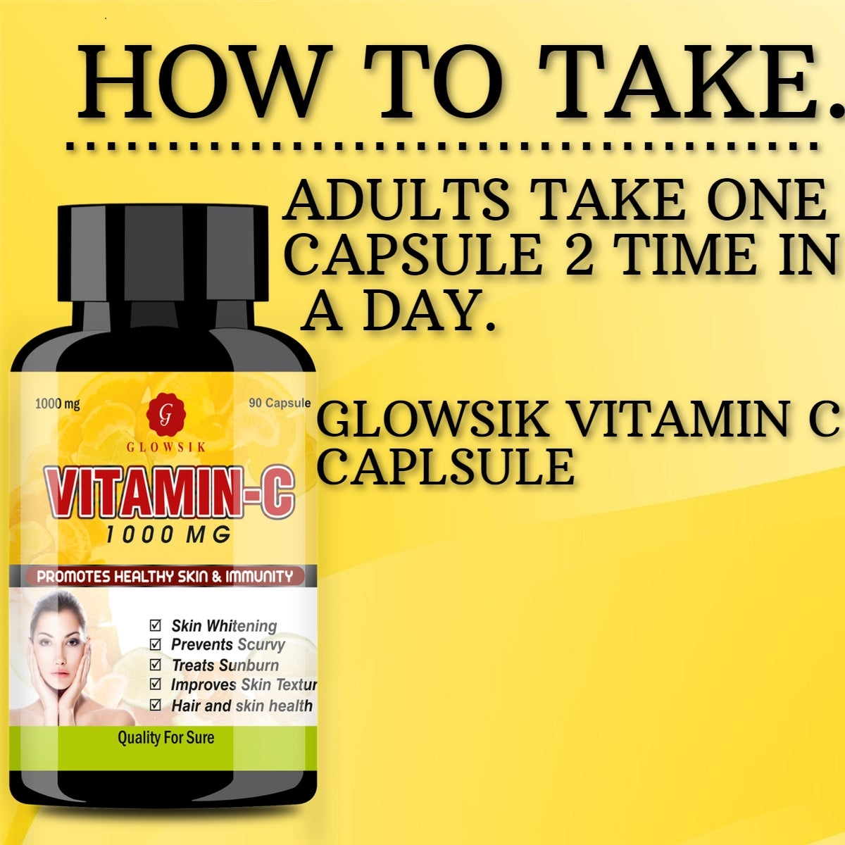 GLOWSIK VITAMIN C for glow skin ans immunity booster  -90 capsules