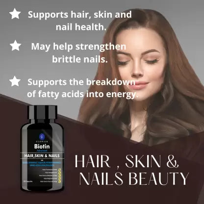 GLOWSIK BIOTIN CAPSULES (90- CAPSULES) with AMINO ACIDS FOR HAIR, NAILS AND SKIN  (1000 mg