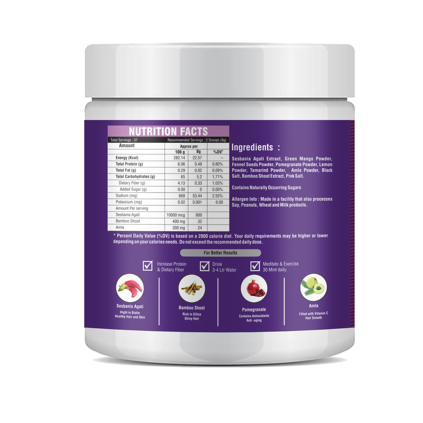 GLOWSIK Plant And Herb Biotin 10000+ mcg With Amla For Strong Hair & Healthy Skin  (300 g)