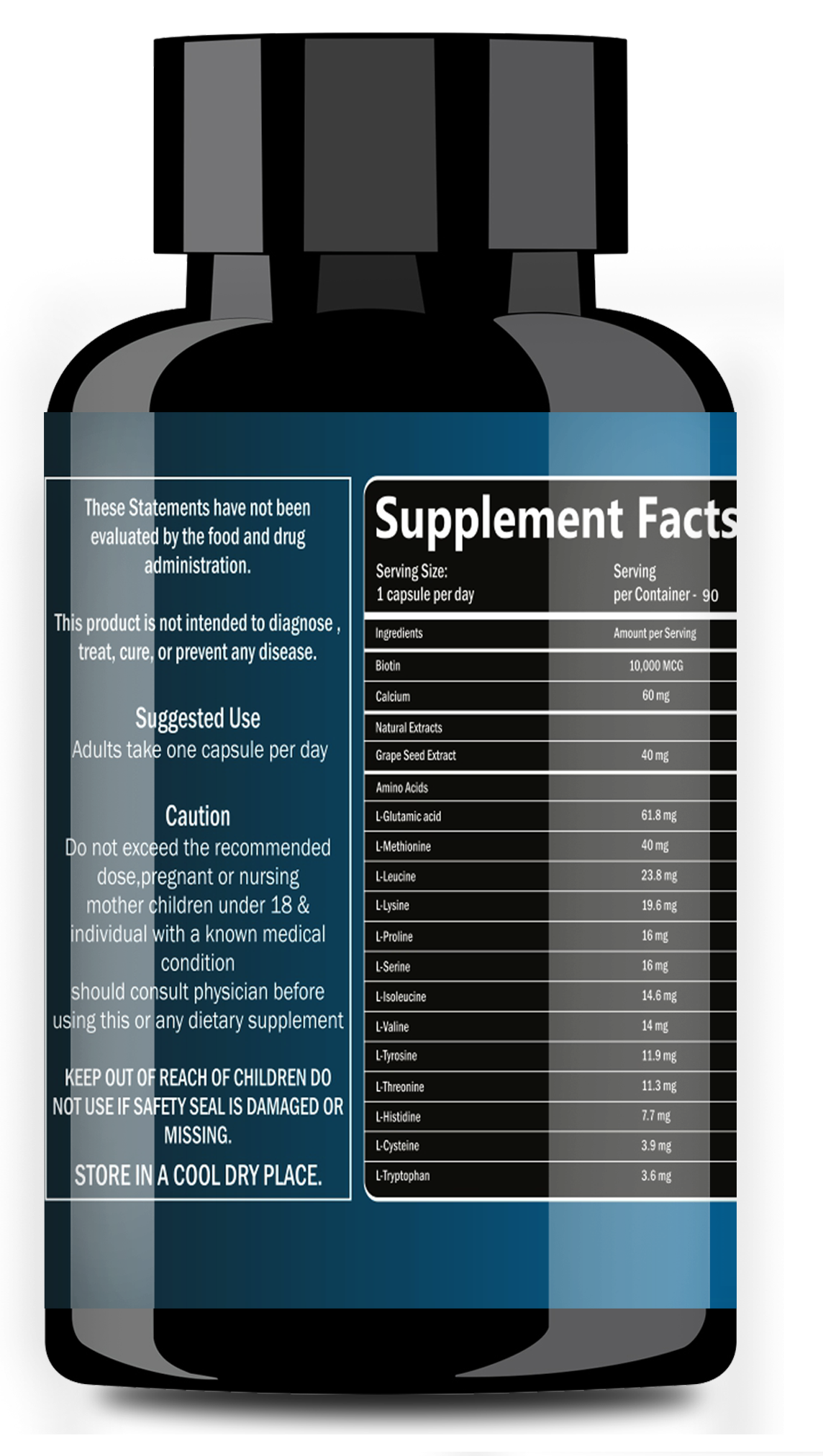GLOWSIK BIOTIN CAPSULES (90- CAPSULES) with AMINO ACIDS FOR HAIR, NAILS AND SKIN  (1000 mg