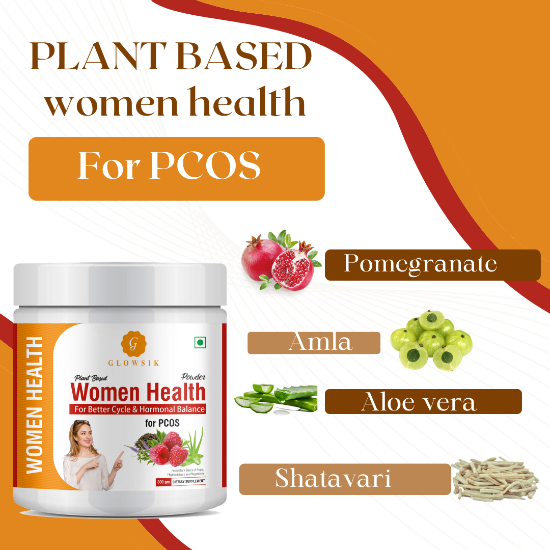 GLOWSIK Plant based WomenHealth for PCOS ,with ChasteBerry,Shatavari for Hormon Balance  (300 g)