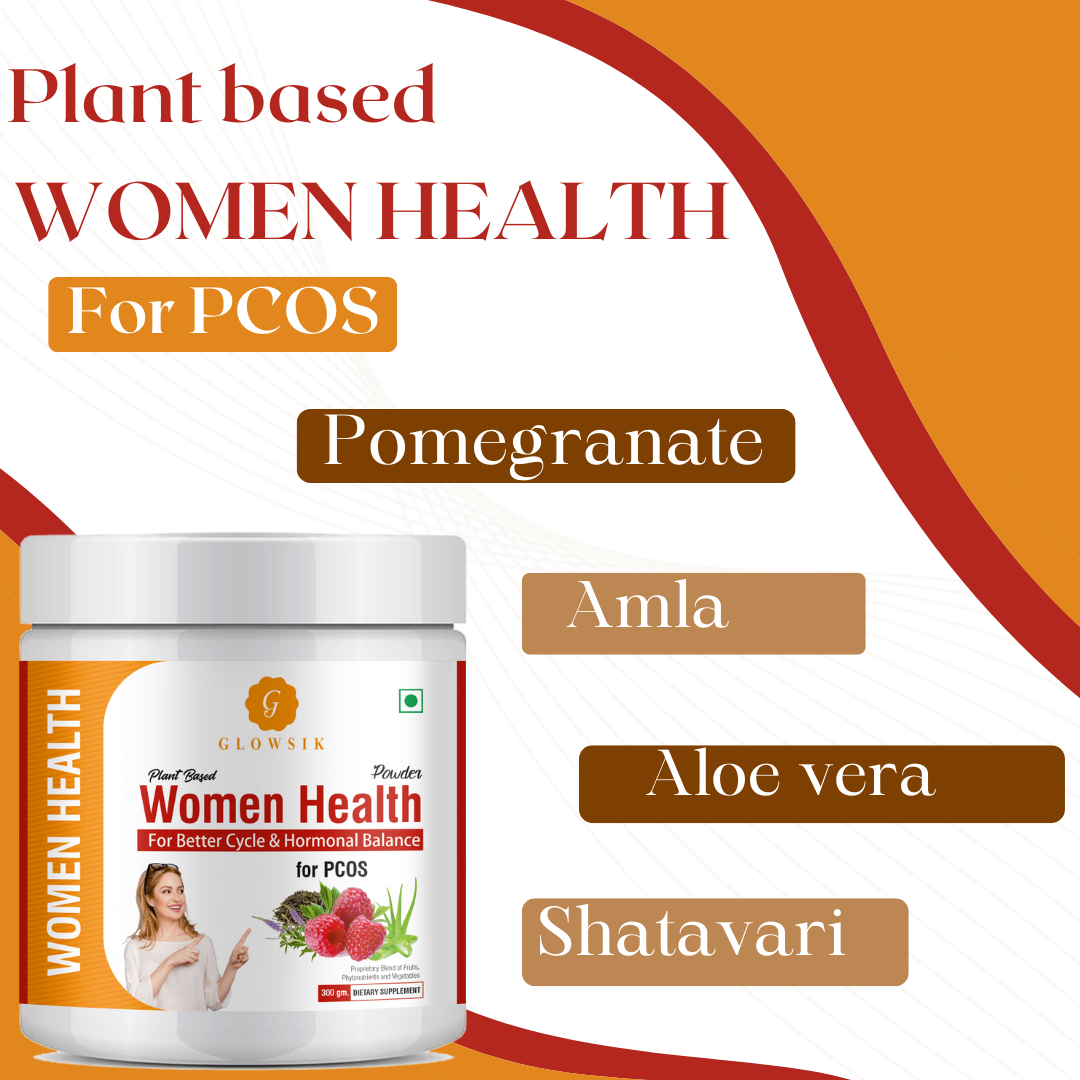 GLOWSIK Plant based WomenHealth for PCOS ,with ChasteBerry,Shatavari for Hormon Balance  (300 g)