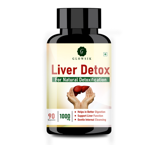 Glowsik Liver Detox Supplement Ayurvedic 1000mg with Milk Thistle for Liver Cleanse - 90 capsules