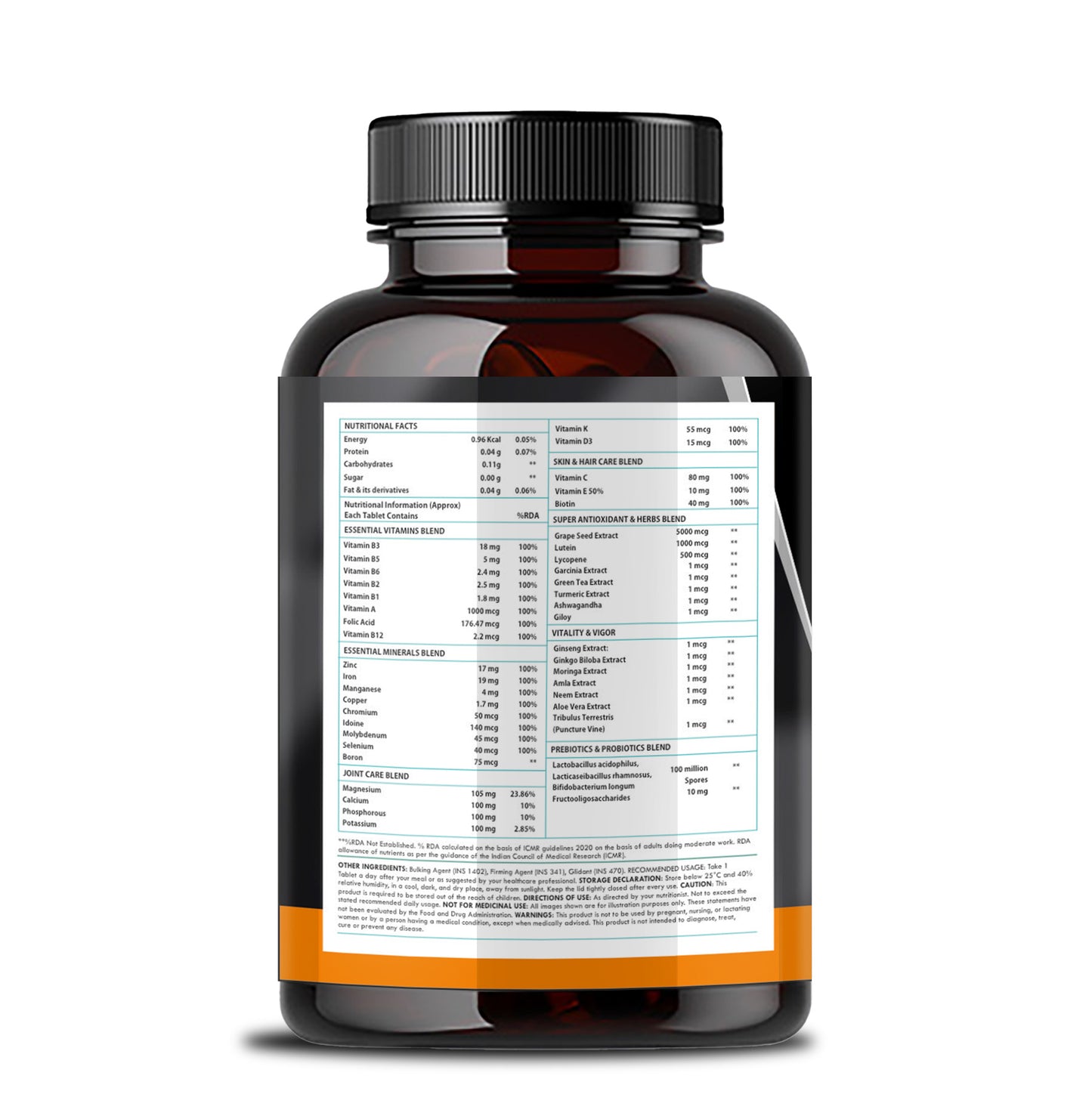 GLOWSIK Multi Vitamins For Men with 47 Vital Nutrients, Omega-3 & Ayurvedic Herbs for Immunity, Stamina & Muscle Support (60 Tablets)