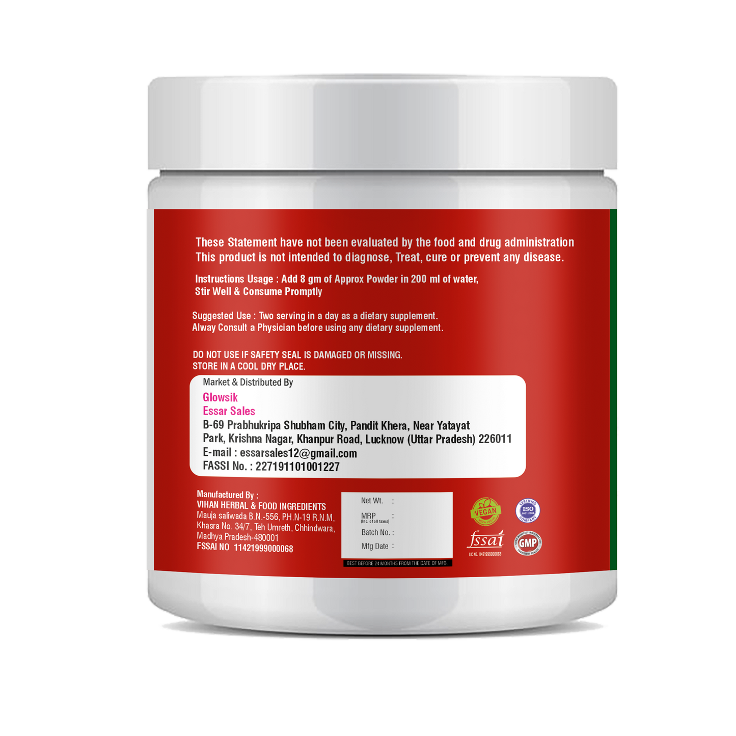 GLOWSIK Plant based WomenHealth for PCOS ,with ChasteBerry,Shatavari for Hormon Balance  (300 g)