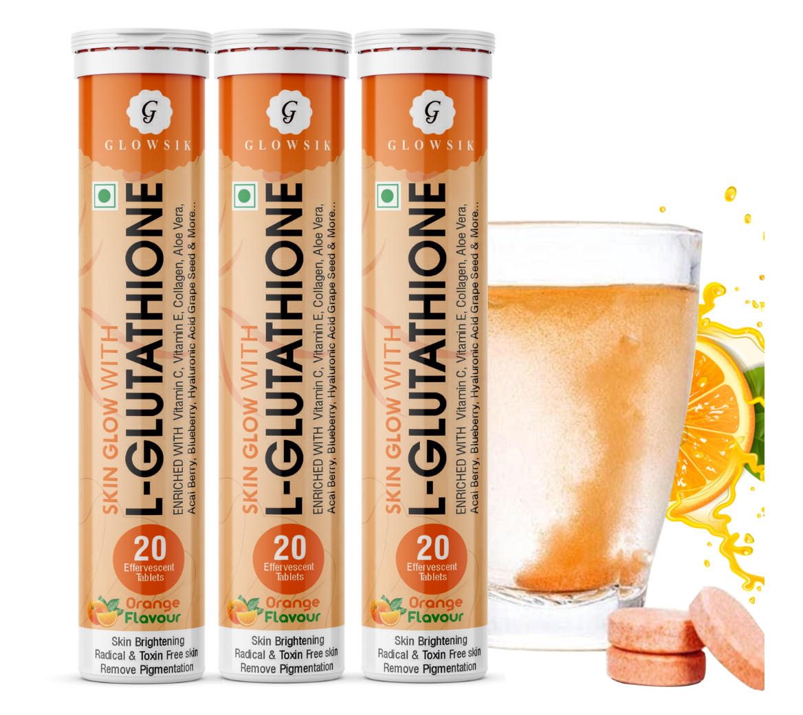 Glowsik Glutathione Effervescents tablets for skin - pack of 3